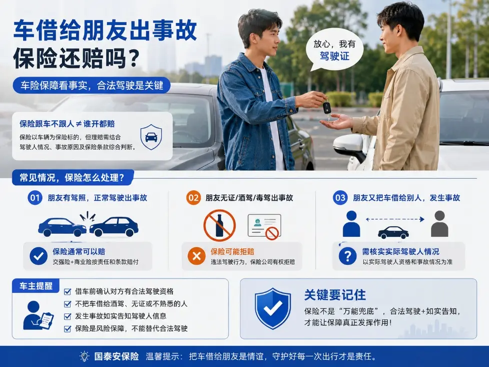 车借给朋友开出了事故，车险还赔不赔？“保险跟车还是跟人”别理解错了(图1)