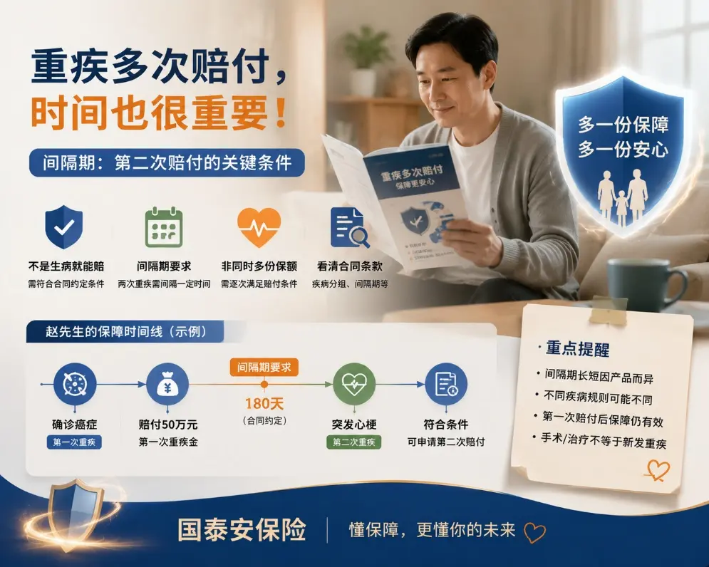 第一次重疾已经赔过50万，4个月后突发心梗，“多次赔付”为什么还要看时间？(图1)