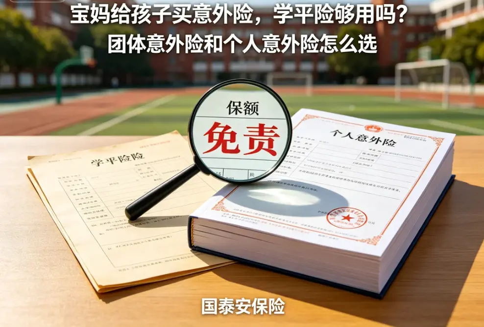 宝妈给孩子买意外险，学平险够用吗？团体意外险和个人意外险怎么选(图1)